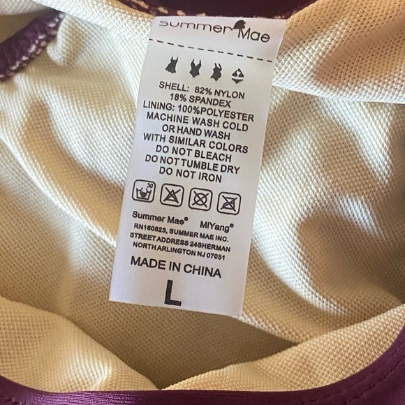 Solid Wine Color Retro Maternity 2pc Tankini Swimsuit Large NWT Spaghetti Straps - Picture 9 of 11